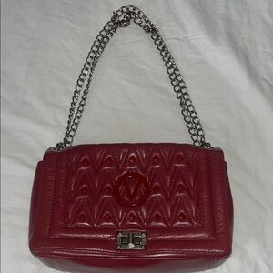 Valentino Red Quilted Shoulder Bag with Chain Strap